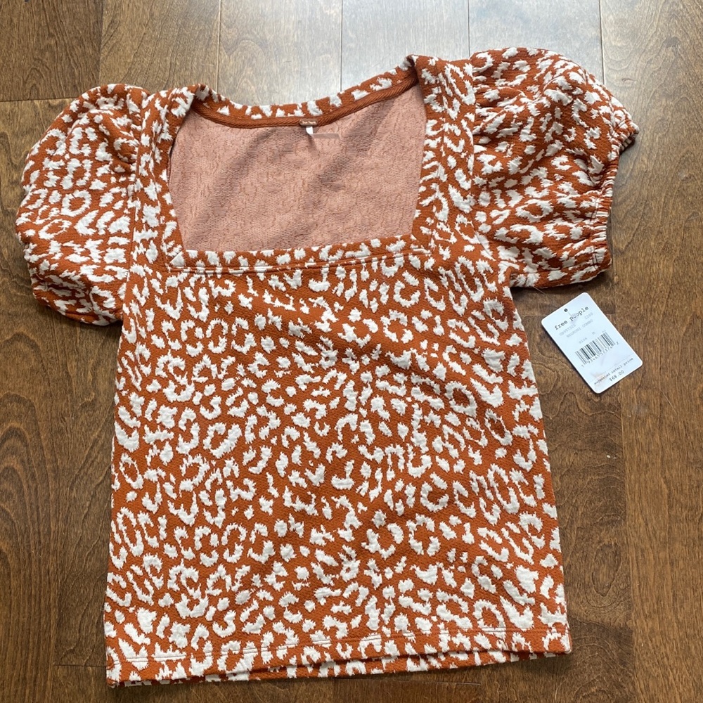NWT. Free People Animal Print Top